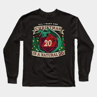 Red Natural 20 - Christmas Dragon Long Sleeve T-Shirt